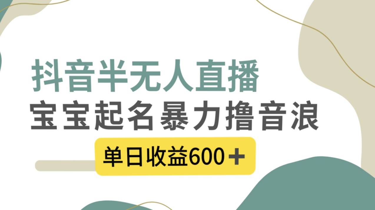 抖音半无人直播，宝宝起名，暴力撸音浪，单日收益600+-优知网