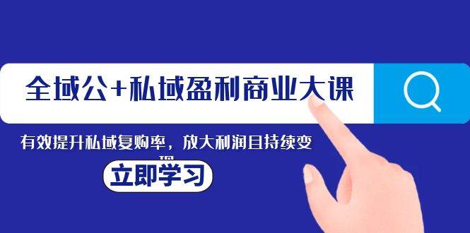 全域公+私域盈利商业大课，有效提升私域复购率，放大利润且持续变现-优知网