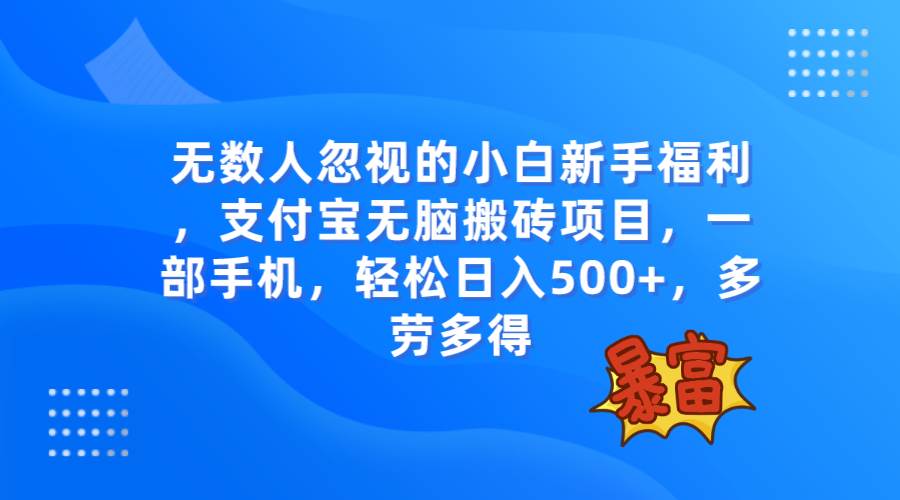 无数人忽视的项目，支付宝无脑搬砖项目，一部手机即可操作，轻松日入500+-优知网