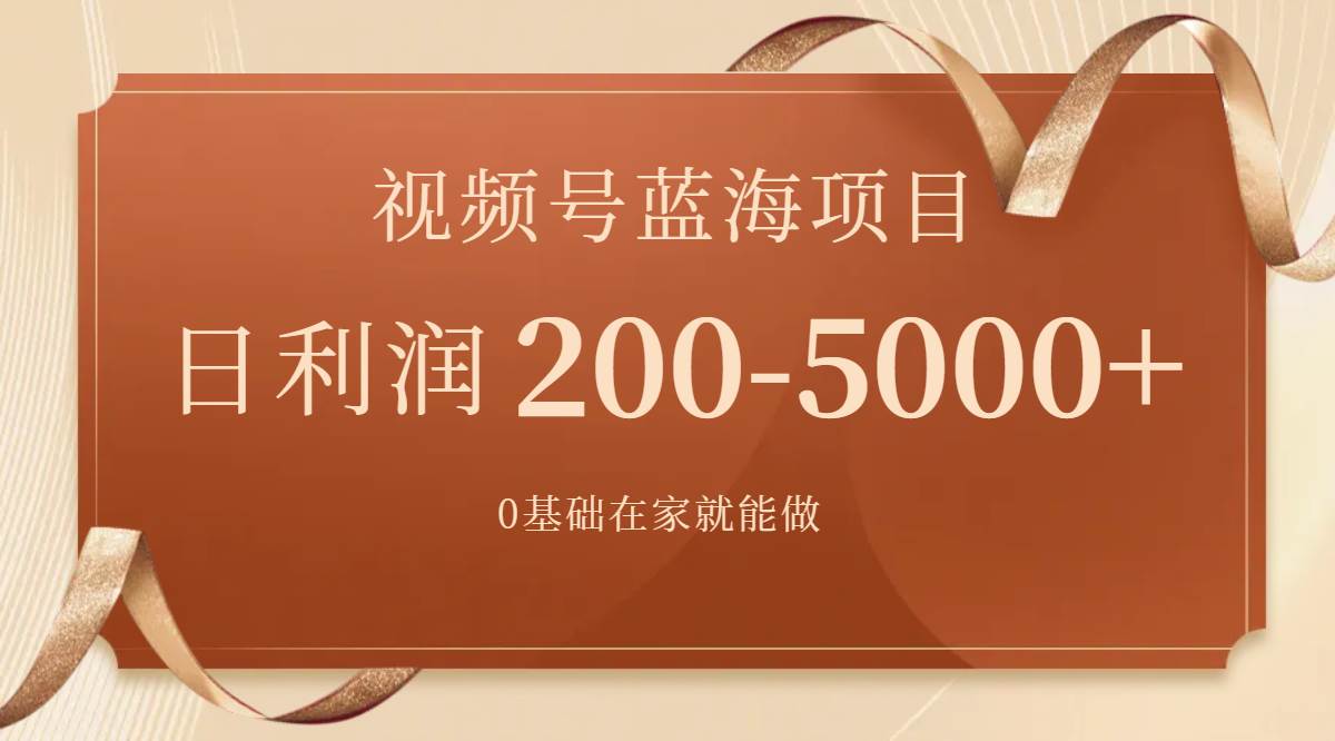 视频号蓝海项目，0基础在家也能做，一天200-5000+【附266G资料】-优知网