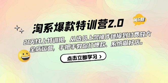 淘系爆款特训营2.0【第六期】从选品上架到付费放大 全店运营 打爆款 做好店-优知网