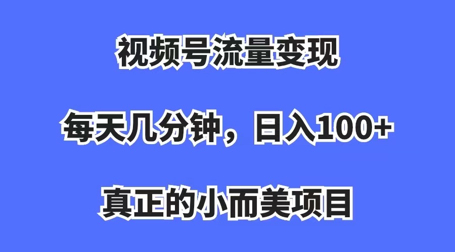 视频号流量变现，每天几分钟，收入100+，真正的小而美项目-优知网