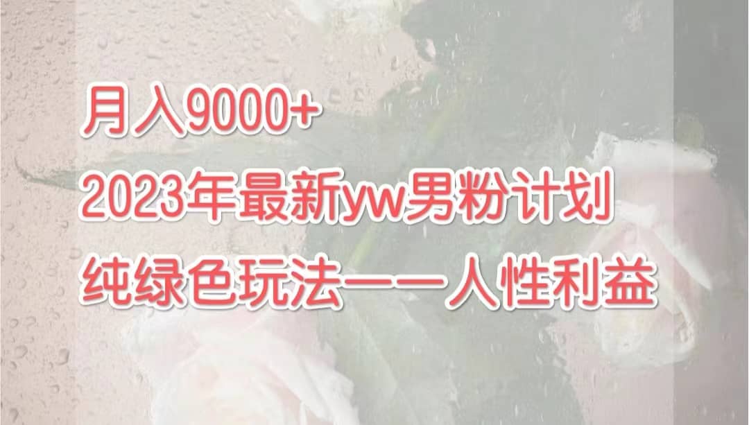 月入9000+2023年9月最新yw男粉计划绿色玩法——人性之利益-优知网