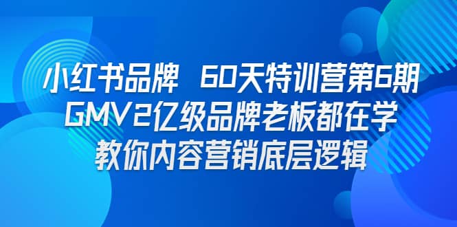 小红书品牌 60天特训营第6期 GMV2亿级品牌老板都在学 教你内容营销底层逻辑-优知网