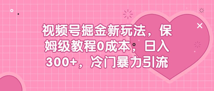 视频号掘金新玩法，保姆级教程0成本，日入300+，冷门暴力引流-优知网