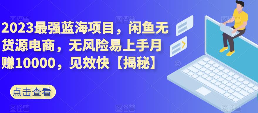 2023最强蓝海项目，闲鱼无货源电商，无风险易上手月赚10000，见效快【揭秘】-优知网