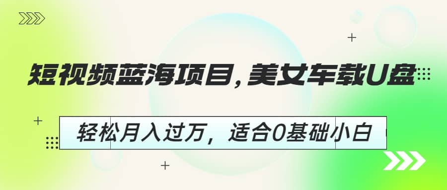 短视频蓝海项目，美女车载U盘，轻松月入过万，适合0基础小白-优知网