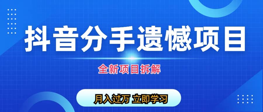 自媒体抖音分手遗憾项目私域项目拆解-优知网