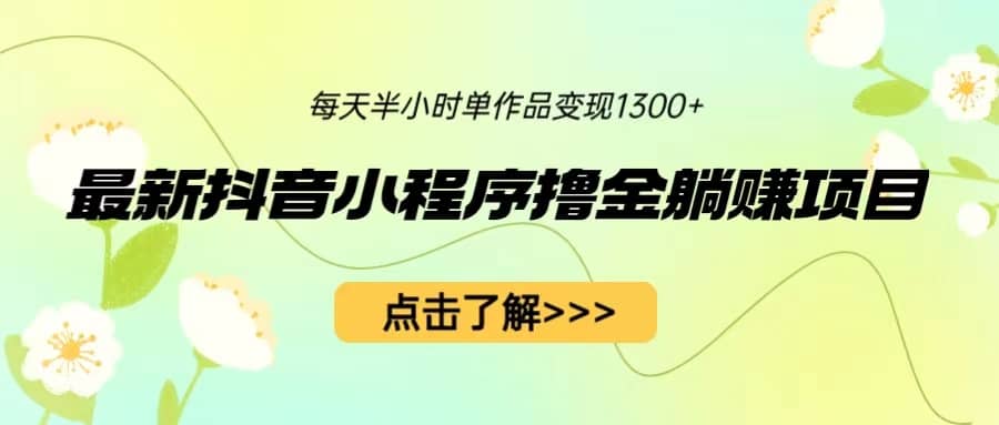 最新抖音小程序撸金躺赚项目，一部手机每天半小时，单个作品变现1300+-优知网