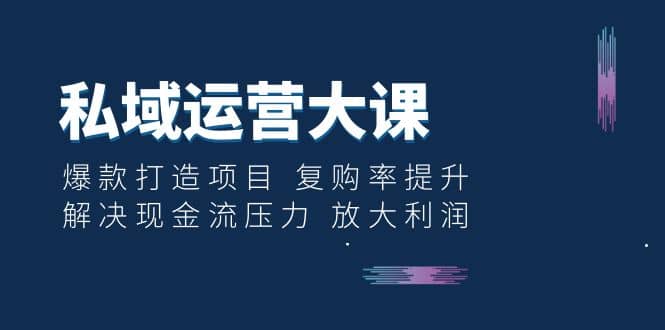 私域运营大课：爆款打造项目 复购率提升 解决现金流压力 放大利润-优知网