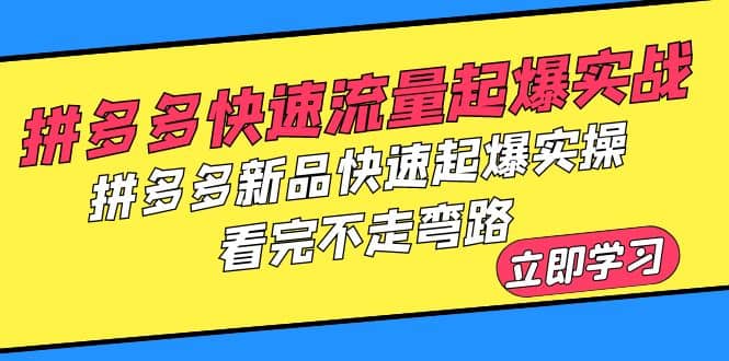 拼多多-快速流量起爆实战，拼多多新品快速起爆实操，看完不走弯路-优知网