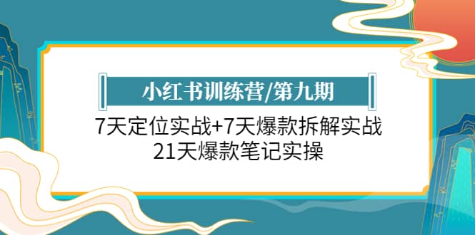 小红书训练营/第九期：7天定位实战+7天爆款拆解实战，21天爆款笔记实操-优知网