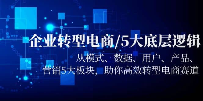 企业转型电商/5大底层逻辑，从模式 数据 用户 产品 营销5大板块，高效转型-优知网