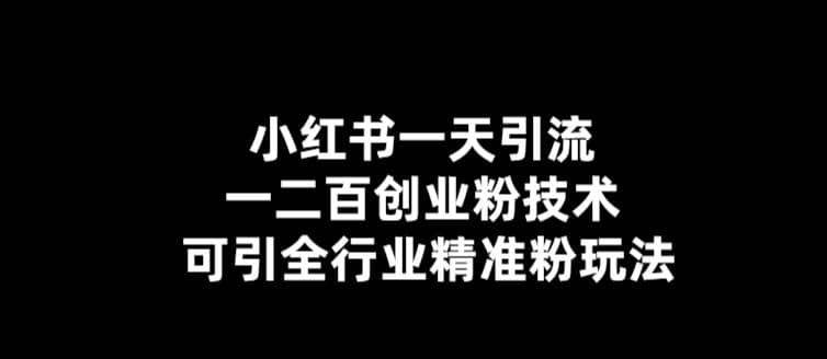 【引流必备】小红书一天引流一二百创业粉技术，可引全行业精准粉玩法-优知网