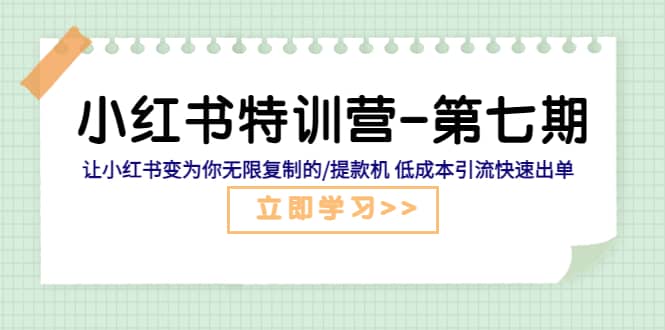 小红书特训营-第七期 让小红书变为你无限复制的/提款机 低成本引流快速出单-优知网