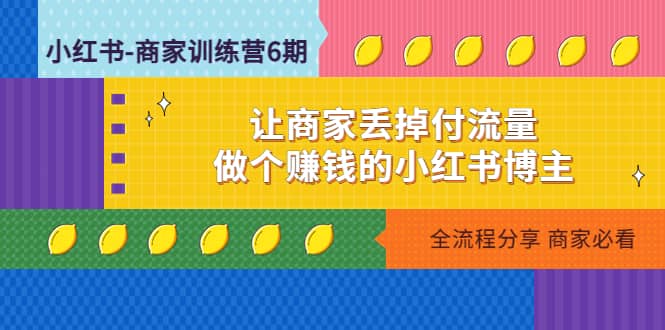 小红书-商家训练营12期：让商家丢掉付流量-优知网