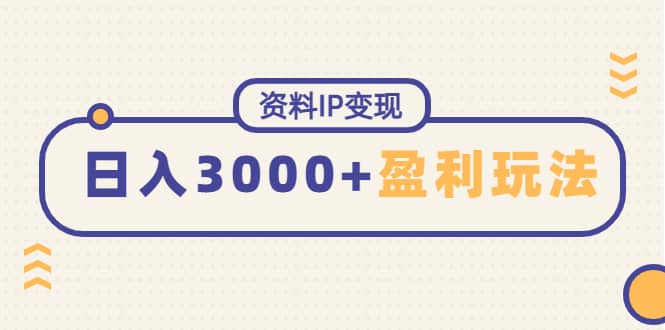 资料IP变现，持续性盈利玩法-优知网