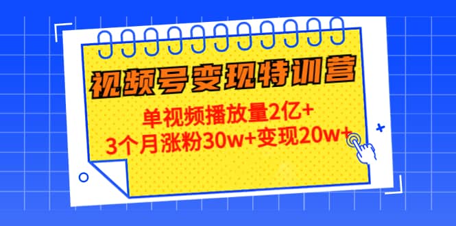 20天视频号变现特训营：单视频播放量2亿+-优知网