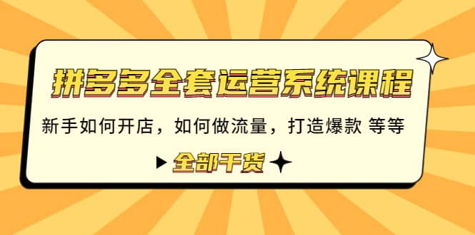 拼多多全套运营系统课程：新手如何开店 如何做流量 打造爆款 等等 全部干货-优知网