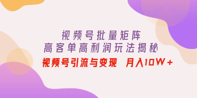 视频号批量矩阵的高客单高利润玩法揭秘-优知网