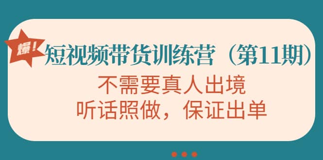 短视频带货训练营（第11期），不需要真人出境，听话照做，保证出单-优知网