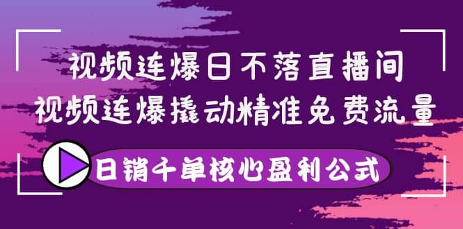 视频连爆日不落直播间，视频连爆撬动精准免费流量，日销千单核心盈利公式-优知网