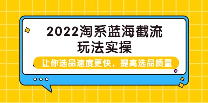 2022淘系蓝海截流玩法实操：让你选品速度更快，提高选品质量（价值599）-优知网