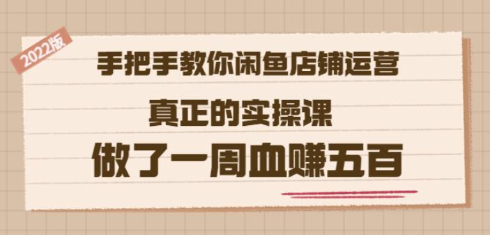 2022版《手把手教你闲鱼店铺运营》真正的实操课做了一周血赚五百(16节课)-优知网