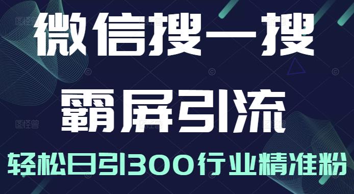 微信搜一搜霸屏引流课，打造被动精准引流系统，轻松日引300行业精准粉【无水印】-优知网