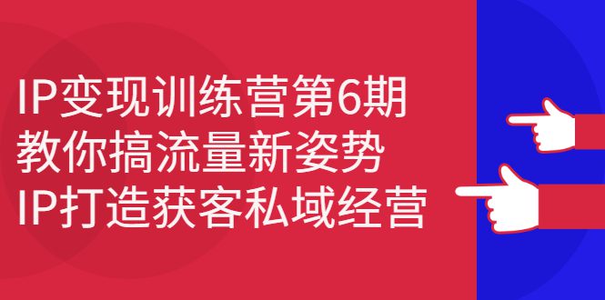 IP变现训练营第6期：教你搞流量新姿势，IP打造获客私域经营-优知网