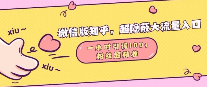 微信版知乎，超隐蔽流量入口1小时引流100人，粉丝质量超高【揭秘】-优知网