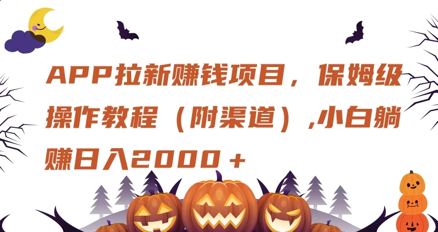 APP拉新赚钱项目，保姆级操作教程（附渠道）,小白躺赚日入2000＋-优知网