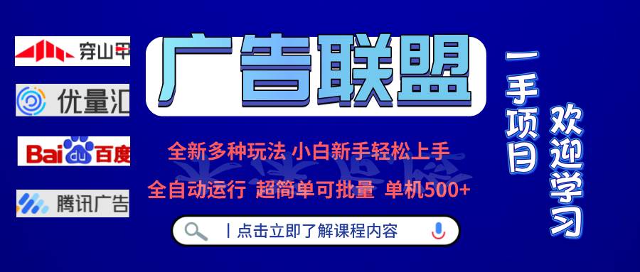 广告联盟 全新多种玩法 单机500+  全自动运行  可批量运行-优知网