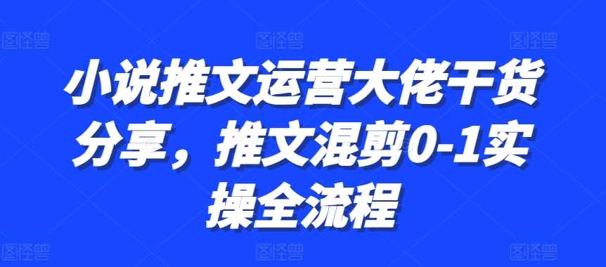 小说推文运营大佬干货分享，推文混剪0-1实操全流程-优知网