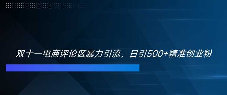 双十一电商评论区暴力引流，日引500+精准创业粉【揭秘】-优知网