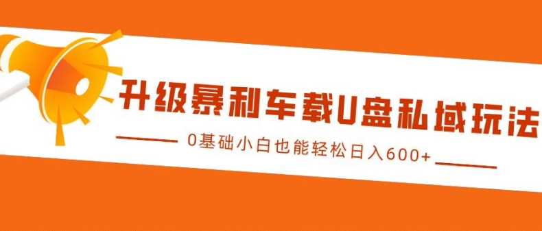 升级暴利车载U盘私域玩法，0基础小白也能轻松日入多张【揭秘】-优知网