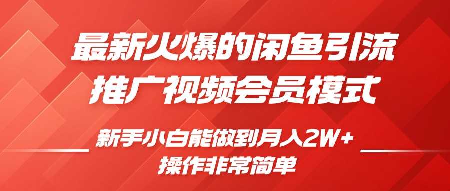 闲鱼引流推广影视会员，0成本就可以操作，新手小白月入过W+【揭秘】-优知网