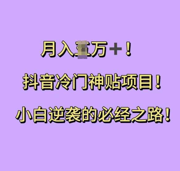 抖音冷门神贴项目，小白逆袭的必经之路，月入过W【揭秘】-优知网