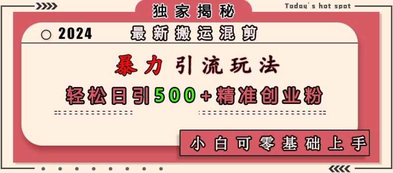 最新搬运混剪暴力引流玩法，轻松日引500+精准创业粉，小白可零基础上手-优知网